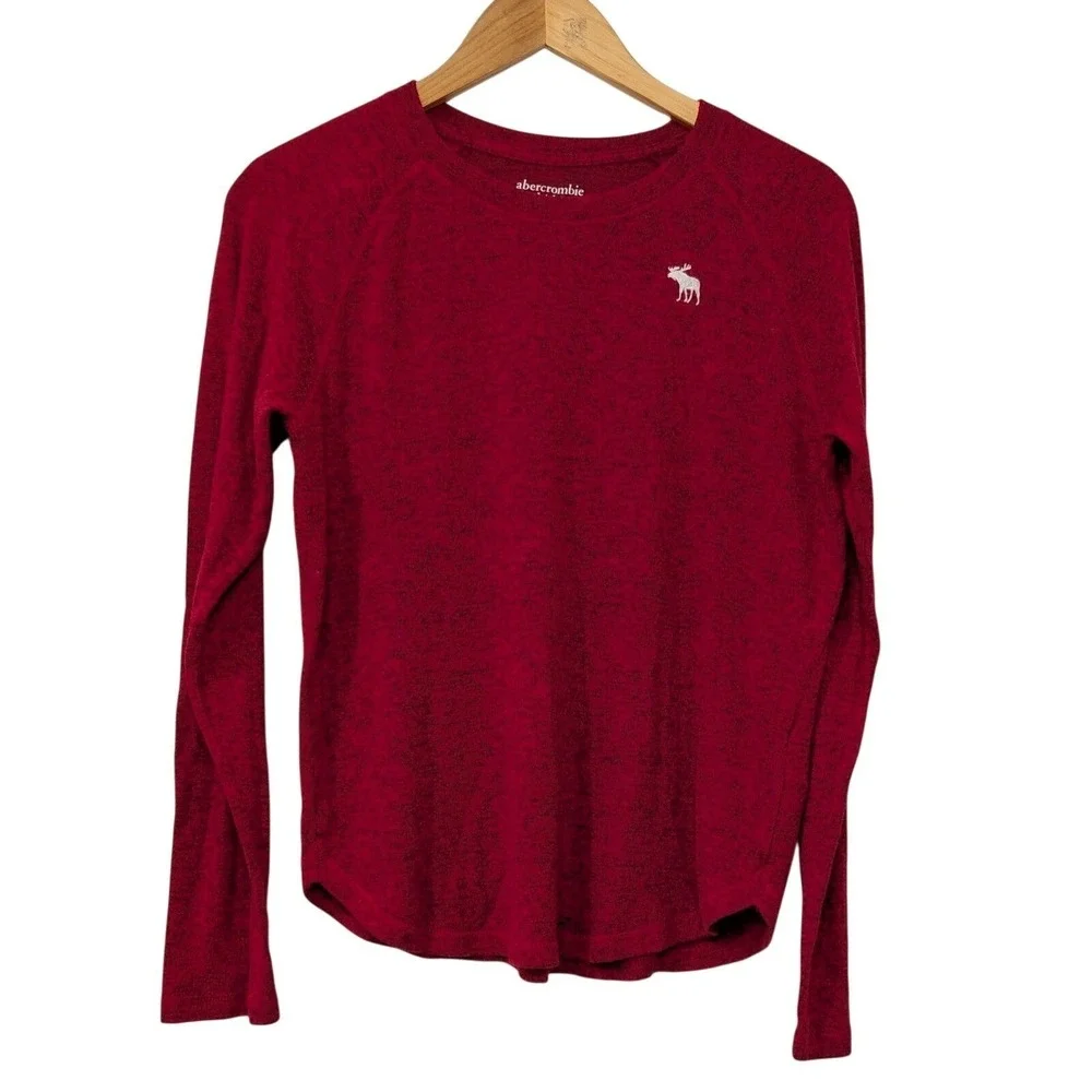Abercrombie Kids Long Sleeve Red Heathered Crew‎ Neck T Shirt Size 15/16